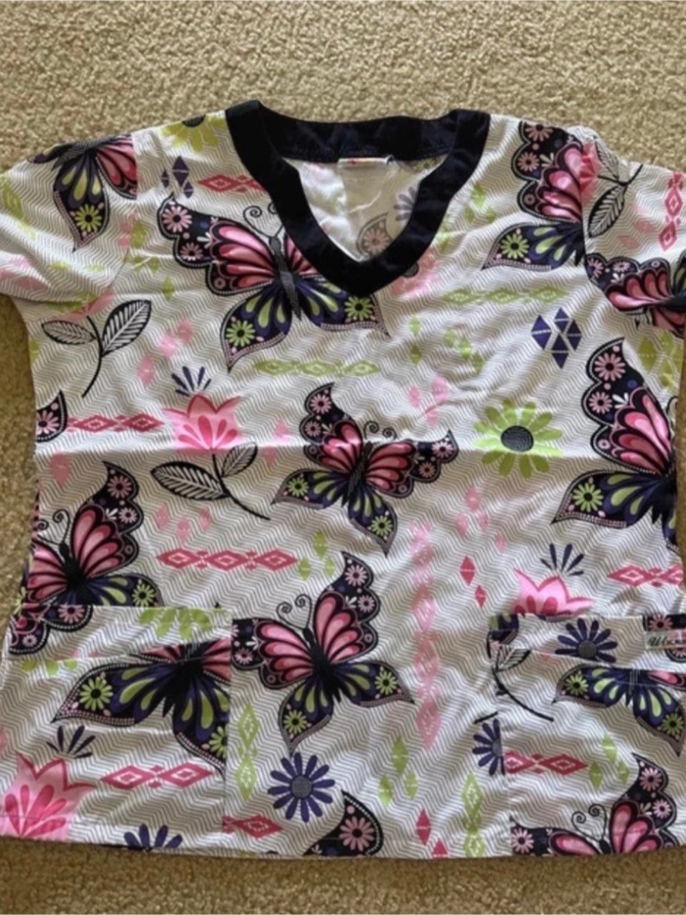Floral Short Sleeve scrub top